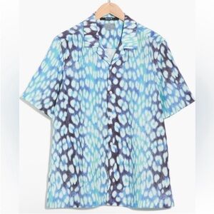 NWT Ksubi Ultra Leo Resort SS Shirt Multi Blue Leopard Print Mens Size Large